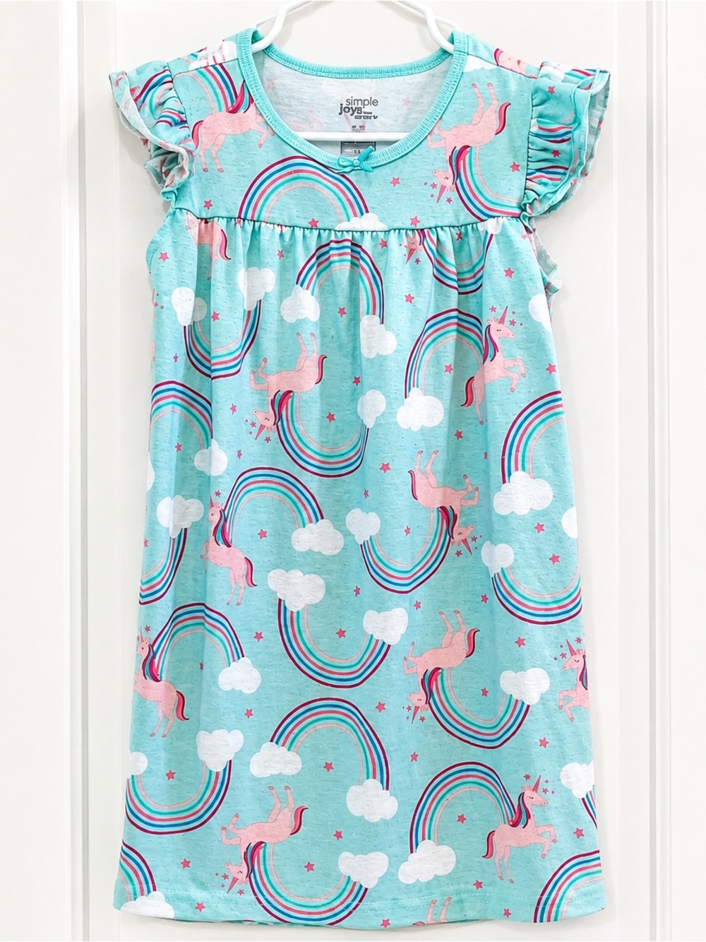 🌈 ✨ Carter’s Simple Joys Girls Unicorn Rainbow Nightgown Pajamas Size 4-5